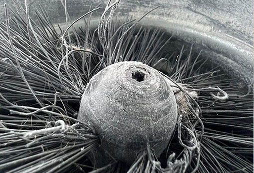 chimney sweep brush in steel liner